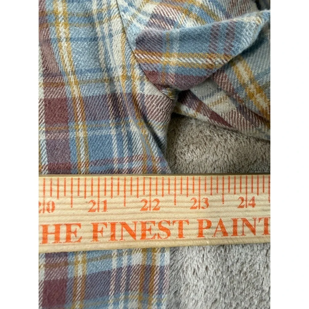 Katin Flannel Shirt Men's Size‎ LG Blue/Orange/Cream Long Sleeve 100% cotton EUC
